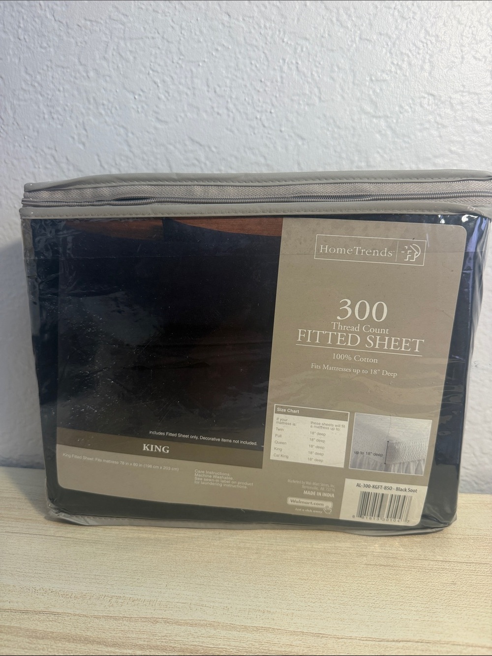Fitted Sheet - Black Soot 300-Thread Count King 100% cotton Hometrends